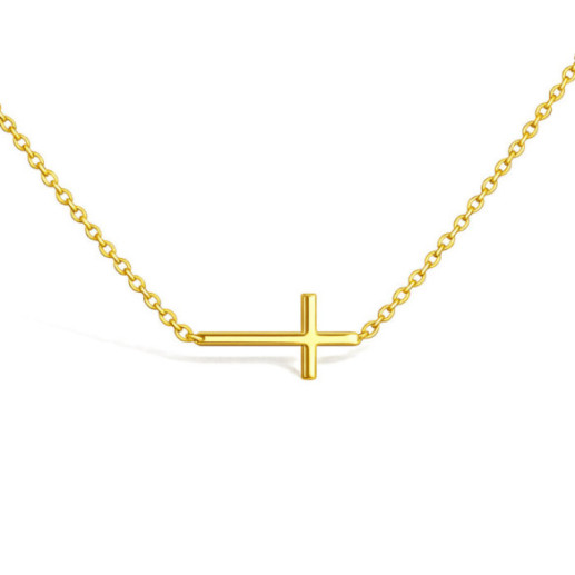 Collar Cruz Tumbada Oro Amarillo - Attraversa