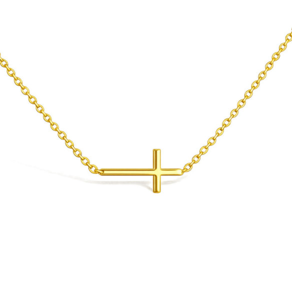 Collar Cruz Tumbada Oro Amarillo - Des croix