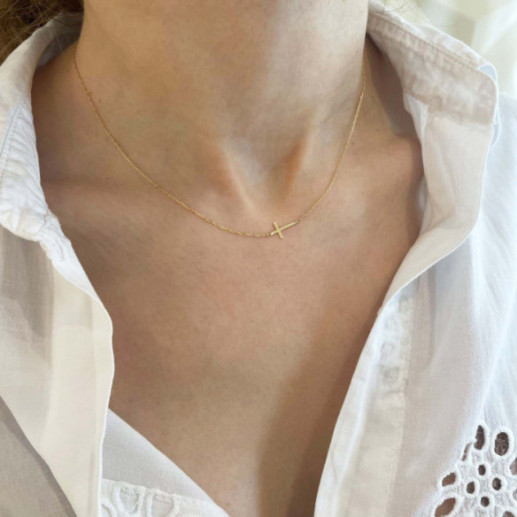Collar Cruz Tumbada Oro Amarillo - Des croix 2