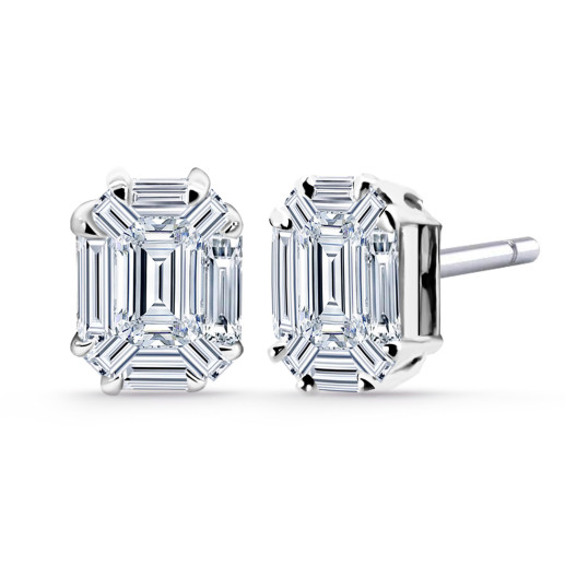 Náušnice Diamanty 1,30 Ct Brus Esmeralda Vrait