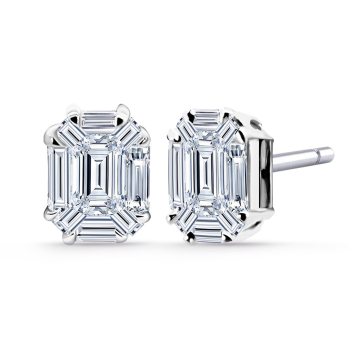 Pendientes Diamantes 1,30 Ct Talla Esmeralda Vrait