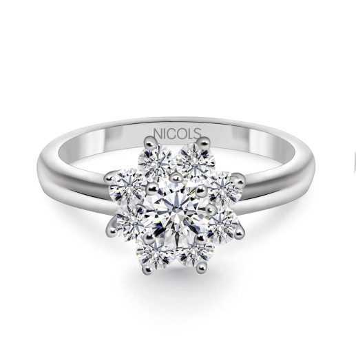 Floral Star Diamond Ring in White Gold 0.66 Ct 99929860211