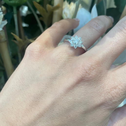 Floral Star Diamond Ring in White Gold 0.66 Ct 99929860211 2