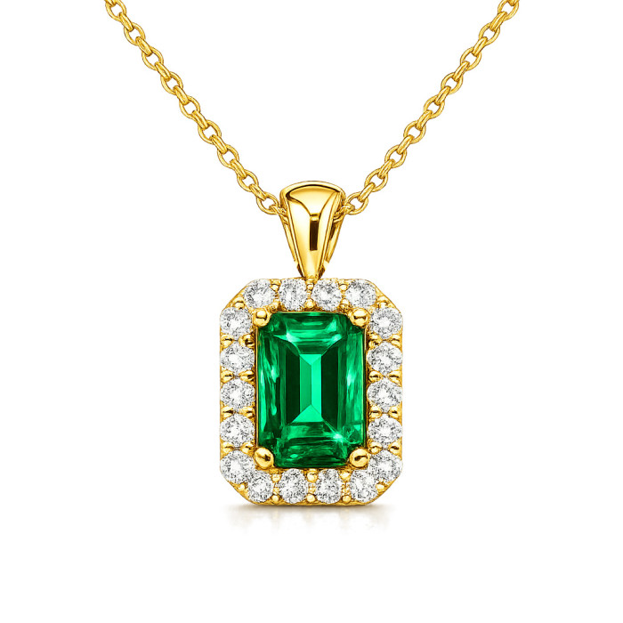 Emerald and Diamond Necklace in Yellow Gold Sunset Rectangle 99929918546