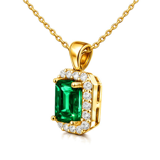 Colier Smarald și Diamante Aur Galben Sunset Rectangle 2