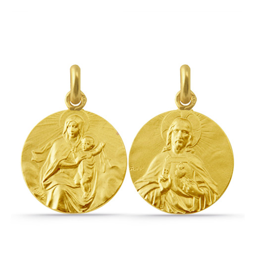 Escapulario Virgen del Carmen Manto y Sagrado Corazón 18kt 04518110052