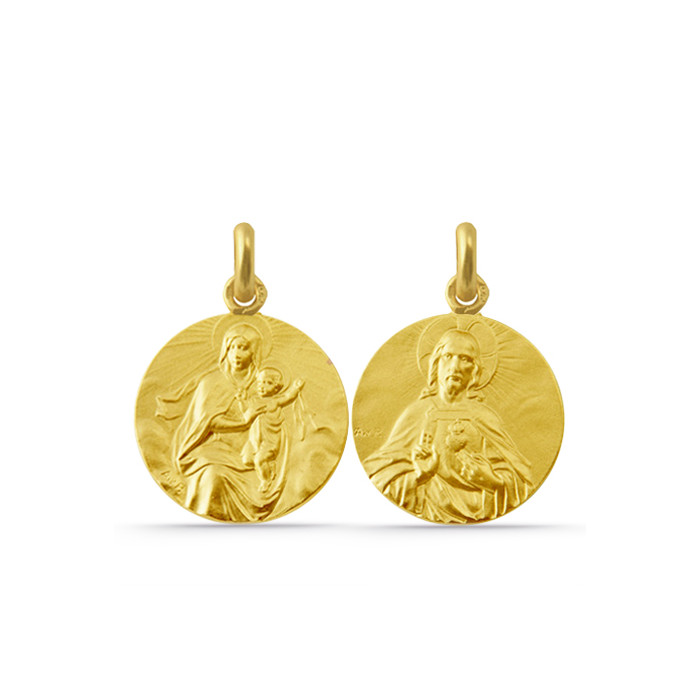 Escapulario Virgen del Carmen Manto y Sagrado Corazón 18K