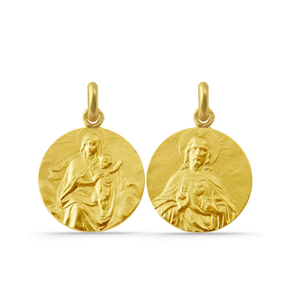 Escapulario Virgen del Carmen Manto y Sagrado Corazón 18kt 04518110052
