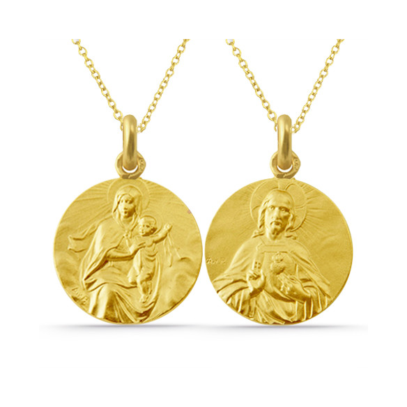 Escapulario Virgen del Carmen Manto y Sagrado Corazón 18kt 04518110052