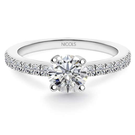 Anel Compromisso Dafne Ouro Branco 18Kt Diamante | NICOLS