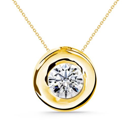 LADY 0.55-1.00ct Diamond Solitaire Necklace Yellow Gold 99922892045