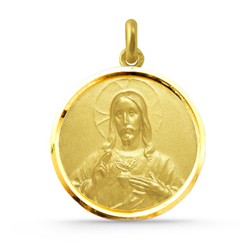 Medalla Cristo Sagrado Corazón de Jesús con Bisel Oro 18kt. 04516510052