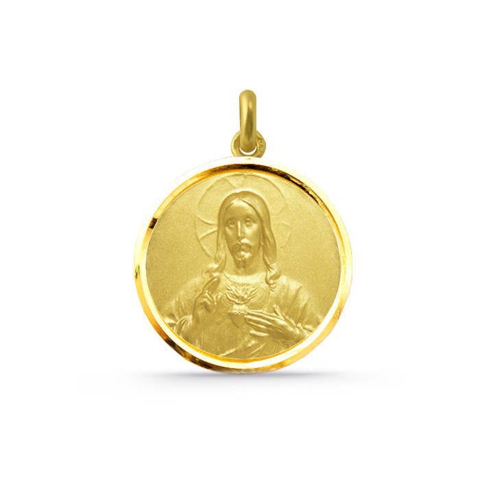 Medalla Cristo Sagrado Corazón de Jesús con Bisel Oro 18kt. 04516510052