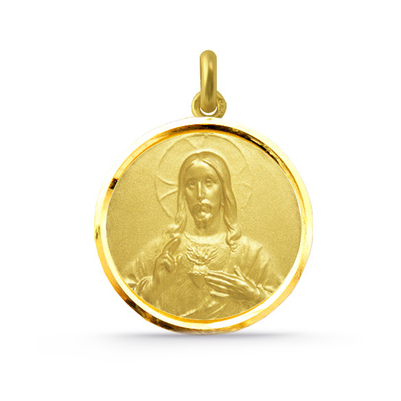 Medalla Cristo Sagrado Corazón de Jesús con Bisel Oro 18kt. 04516510052