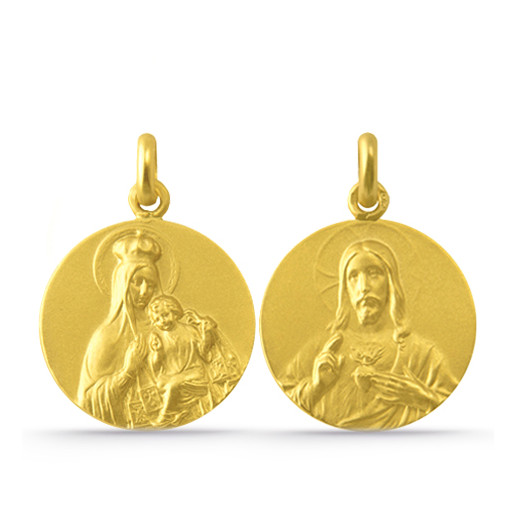 Escapulario Virgen del Carmen y Sagrado Corazón 18k 04518050052