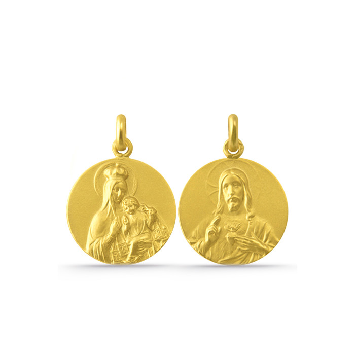 Escapulario Virgen del Carmen y Sagrado Corazón 18kt 04518050052