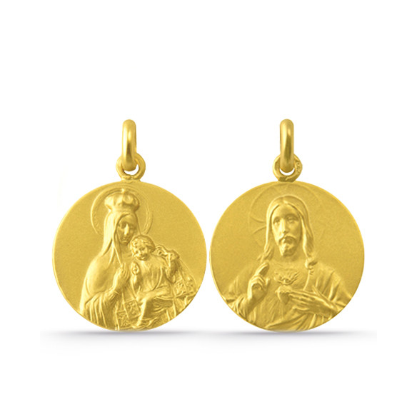 Escapulario Virgen del Carmen y Sagrado Corazón 18kt 04518050052