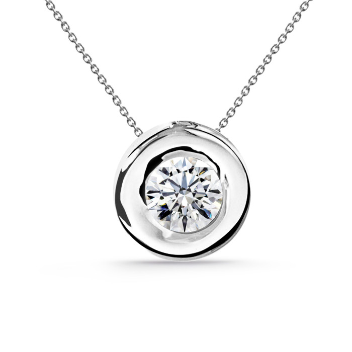 Collar Diamante Lady 0.10-0.50Ct Solitario Oro Blanco