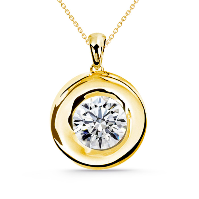 LINDA 0.55-1.00ct Diamond Solitaire Necklace Yellow Gold 99922902045