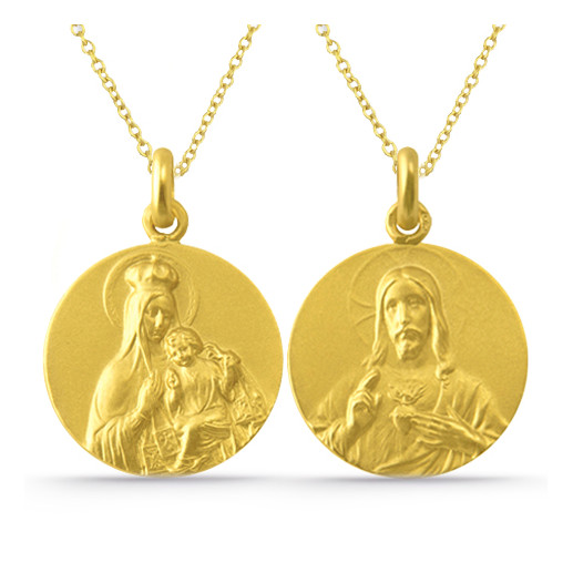 Escapulario Virgen del Carmen y Sagrado Corazón 18kt 04518050052 2