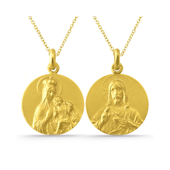 Escapulario Virgen del Carmen y Sagrado Corazón 18kt 04518050052