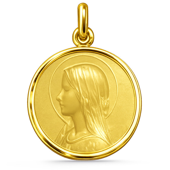 Virgin Mary Medal Veil 18k Gold Bezel 04515010052