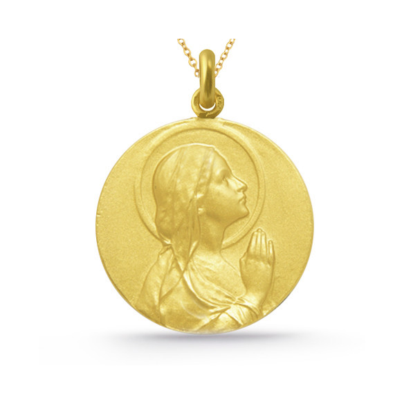 Medalla Jomfru Maria Bedende i 18K Guld