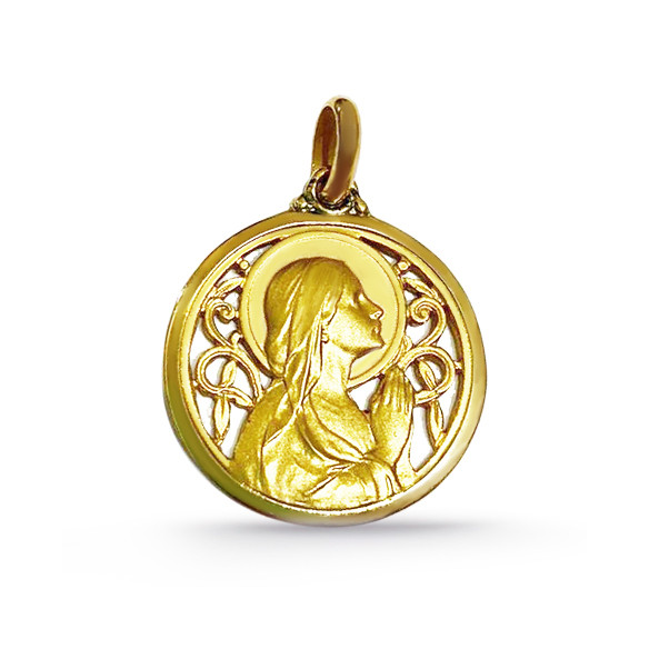 Medalla Virgen Rezando 18K