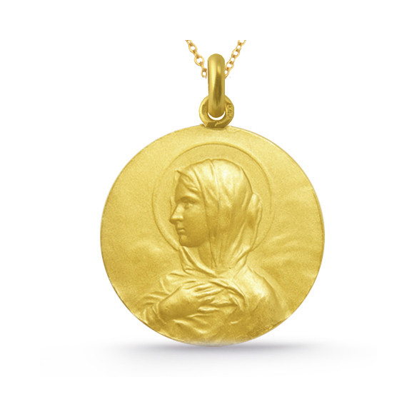 Medalie Fecioara Maria cu Mantou Aur 18K