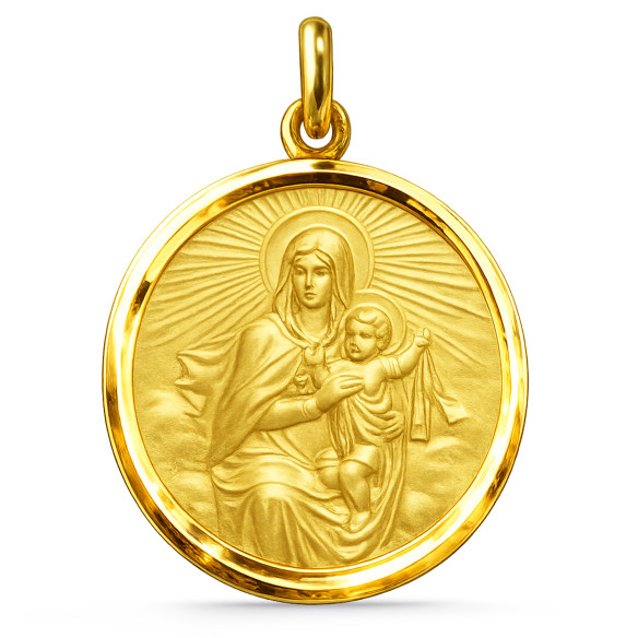 Medalla Virgen del Carmen Manto bisel Oro 18k 04515210052