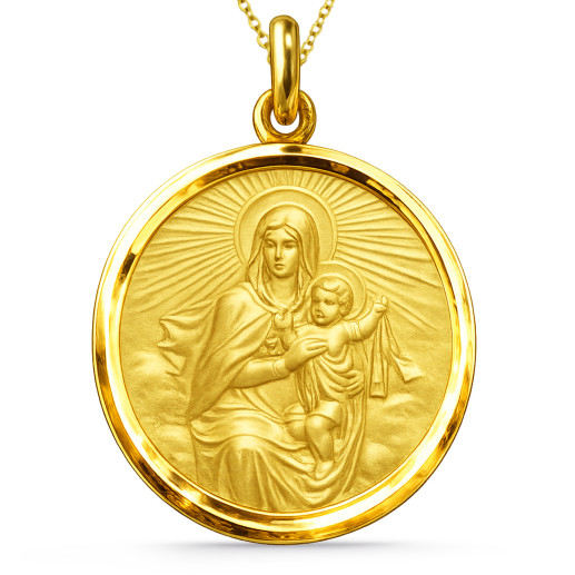 Medalla Virgen del Carmen Manto Bisel Oro 18K 2