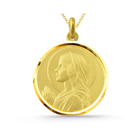 Medalla Virgen María Niña Oro 18kt Bisel 04515310052