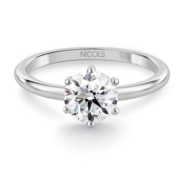 Inel aur alb solitar cu diamant 0,10 până la 0,70 Ct Charlotte