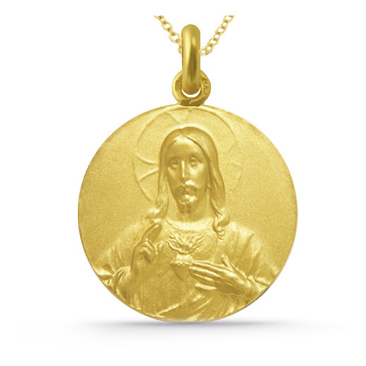 Medalla Cristo Sagrado Corazón de Jesús zlato 18K 2