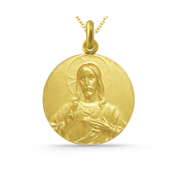 Medalla Cristo Sagrado Corazón de Jesús Oro 18kt 04516500052