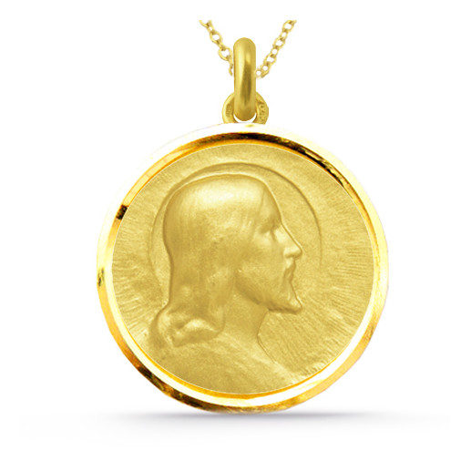 Medalla Cristo Salvador 18K Guld med Bisel 2