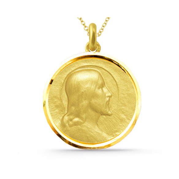 Medalla Cristo Salvador Oro 18k Bisel 04516530052
