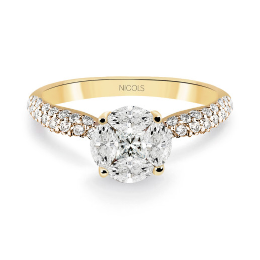 Anillo Solitario Diamantes Oro Amarillo Gardenia 32810020111