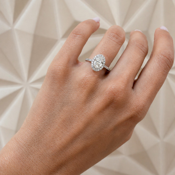 Anillo Solitario Diamante Oval 1.00 ct Oro Blanco Seline 99930536711