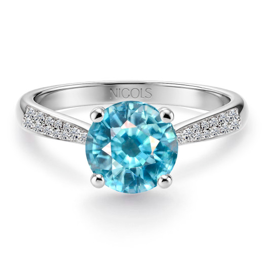 Gold and Zircon Ring Blue LONE 1.50 NICOLE 99928928118