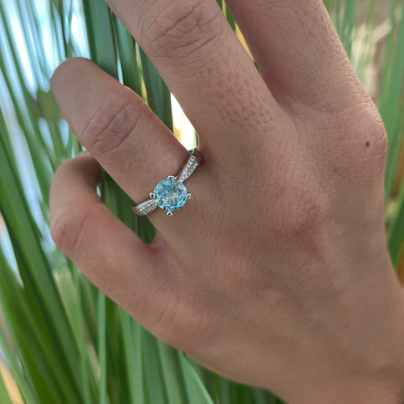 Goldring und Blauer Zircon NICOLE SOLITAR 1.50 99928928118