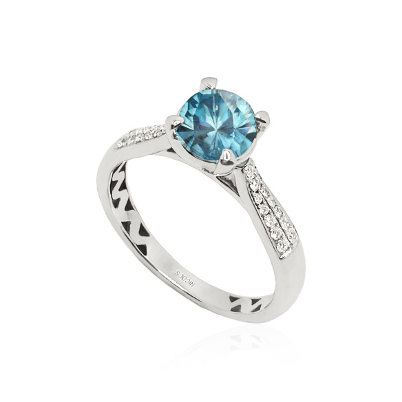 Anillo Oro y Zircon Azul SOLITARIO NICOLE 1.50 99928928118